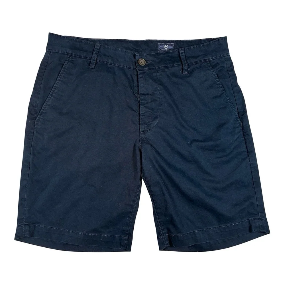AG Adriano Goldschmied Wanderer Mens 31 Navy Blue Stretch Chino Casual Shorts